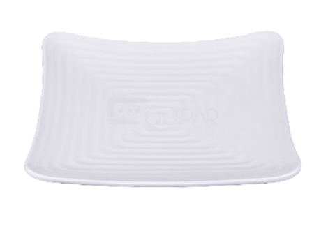 Plato Square con Relieve 27 cm Melamina Blanca