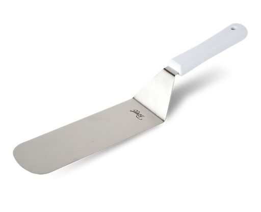 [MCVAT085] Volteador Para Plancha 8 X 3" Acero Inoxidable Mango Nylon Blanco