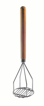 [DS2515] Machacador de Papas Redondo 11 X 45 cm, Niquelado, Mango de Madera.
