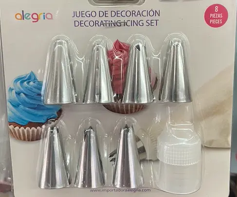 [LSDC0174] Juego de duyas Alegía pastelera 7 boquillas Acero inoxidable y 1 acoplamientos de plastico 