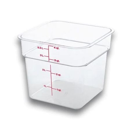 [MCRC3500] Contenedor Cuadrado 4 lts / 4.23 Qt Policarbonato Compatible (Sin Tapa)